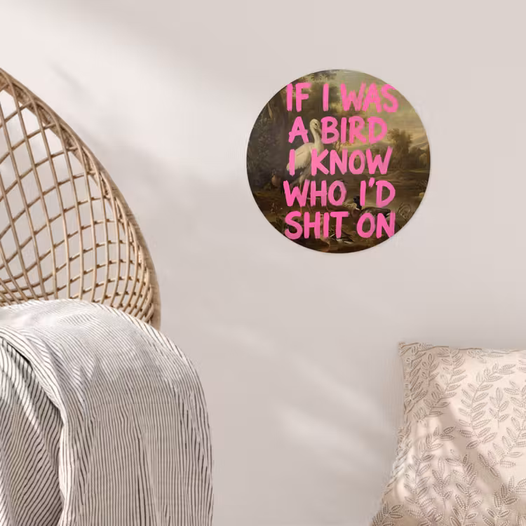 Klassiek - Humor - Roze Wandcirkel behangsticker klein -sfeer4