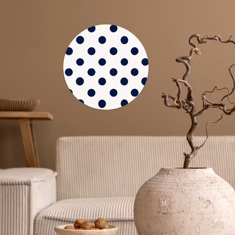 Klassiek - Stippen - Blauw Wandcirkel behangsticker klein 186 -sfeer1