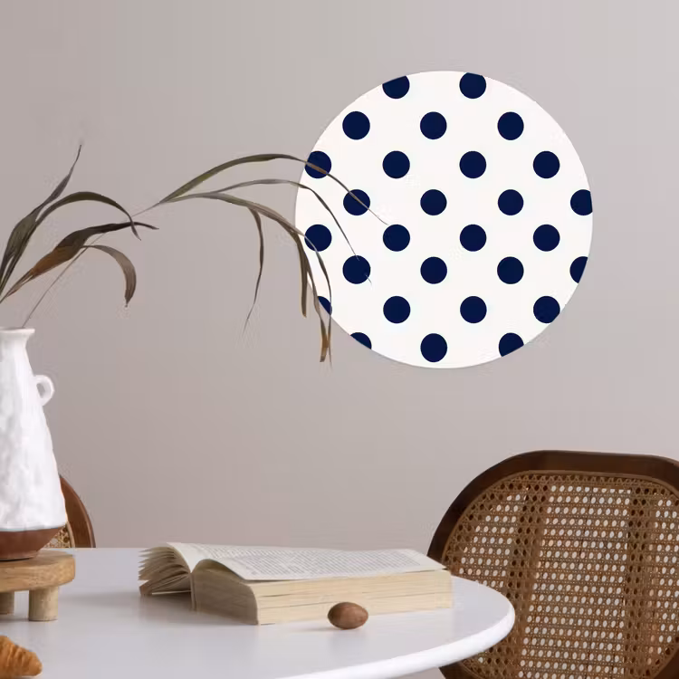 Klassiek - Stippen - Blauw Wandcirkel behangsticker klein 186 -sfeer3