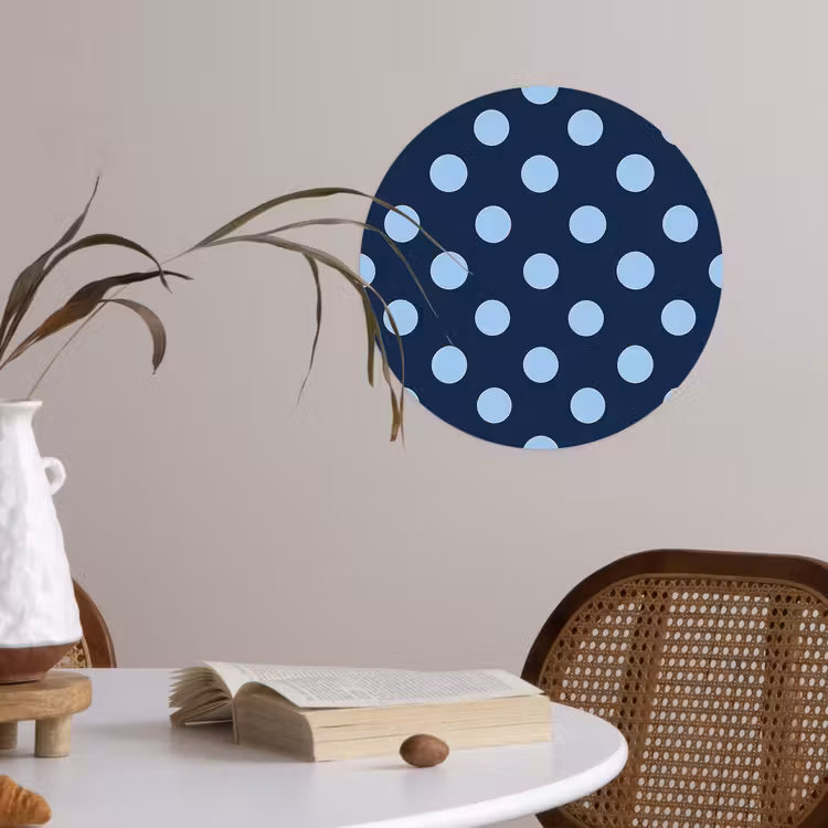 Klassiek - Dots - Blauw Wandcirkel behangsticker klein 186 -sfeer3