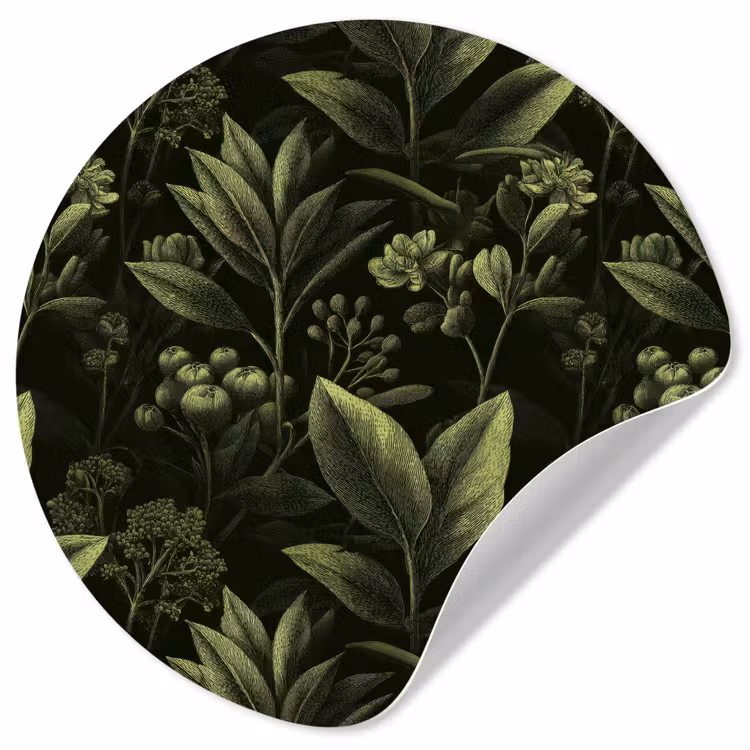 Klassiek - Donker - Botanisch - Planten Wandcirkel behangsticker klein 186 -3d
