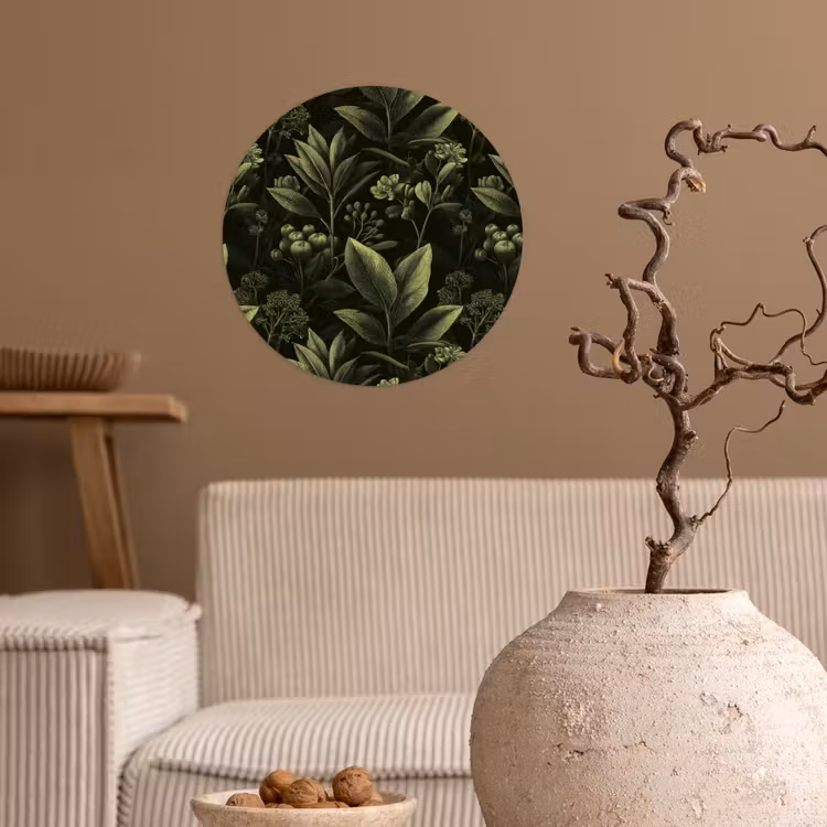 Klassiek - Donker - Botanisch - Planten Wandcirkel behangsticker klein 186 -sfeer1