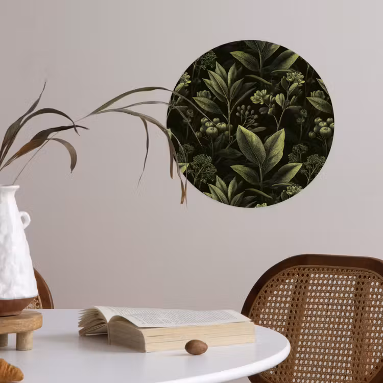 Klassiek - Donker - Botanisch - Planten Wandcirkel behangsticker klein 186 -sfeer3