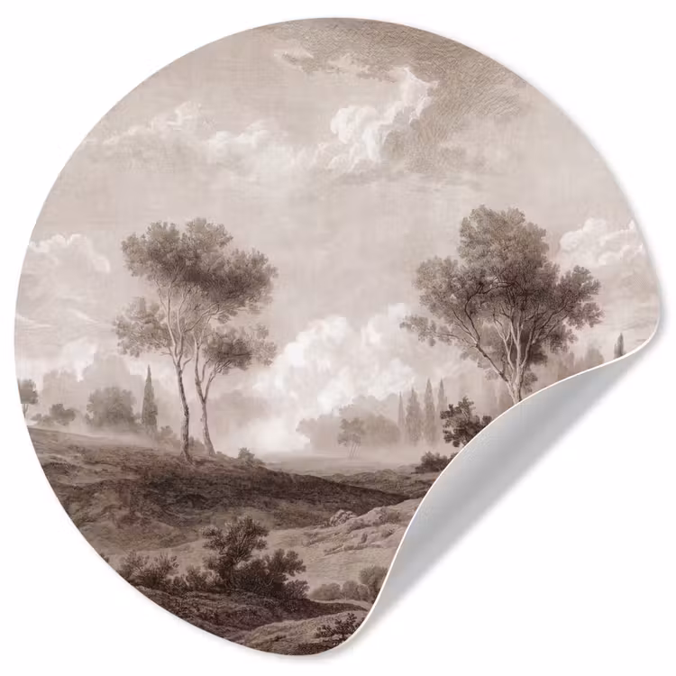 Klassiek - Landschap - Neutraal Wandcirkel behangsticker klein -3d