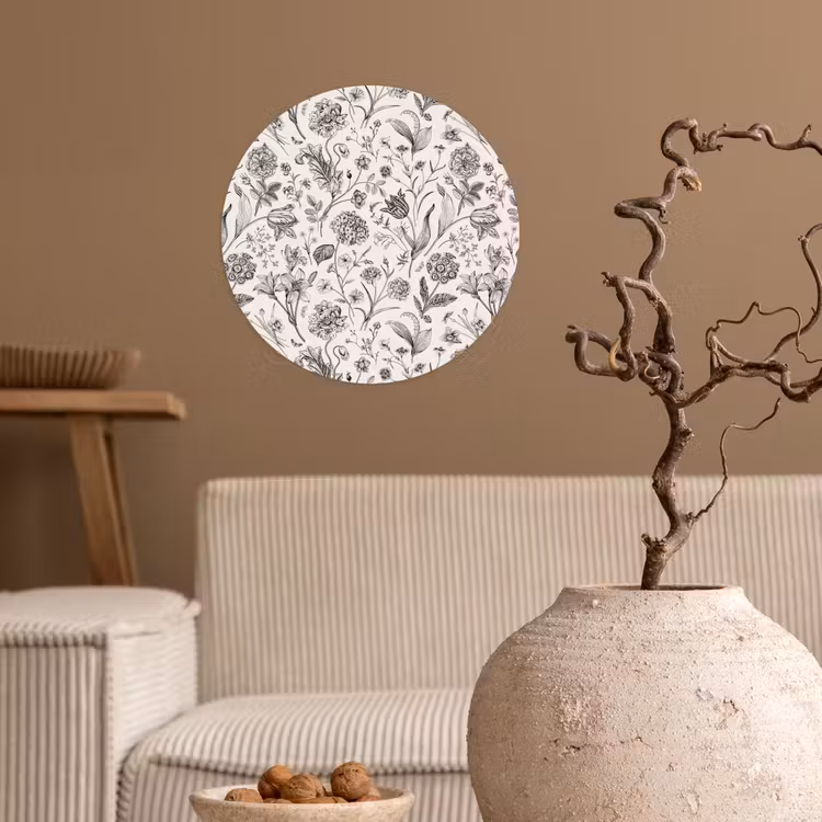 Classic - Black - White - Floral Wandcirkel behangsticker klein 186 -sfeer1
