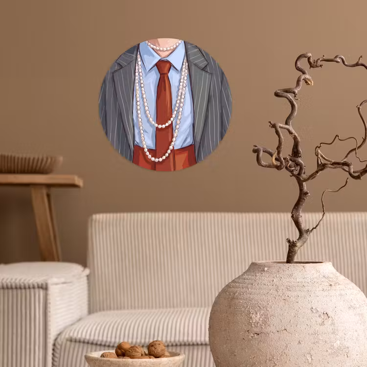 Kleding - Strik - Parels - Klassiek - Mode Wandcirkel behangsticker klein -sfeer1