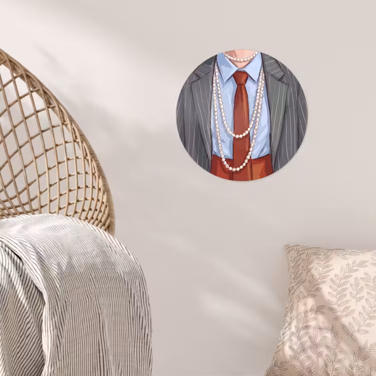 Kleding - Strik - Parels - Klassiek - Mode Wandcirkel behangsticker klein -sfeer4