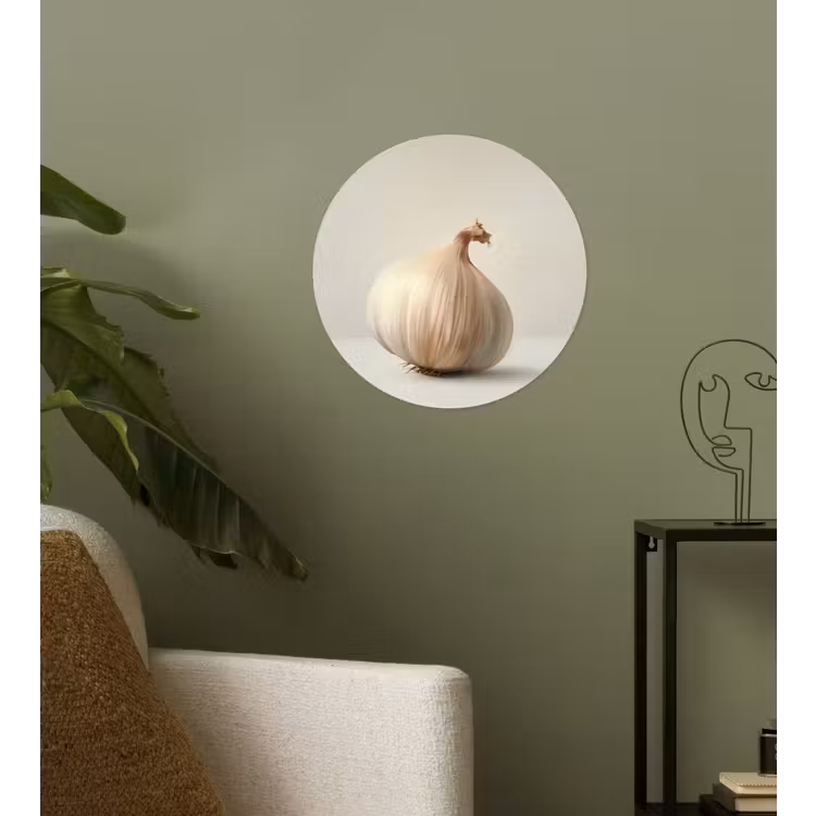 Knoflook - Natuurlijk - Beige Wandcirkel behangsticker klein -sfeer2