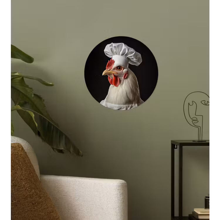 Kok - Rood - Kip Wandcirkel behangsticker klein -sfeer2