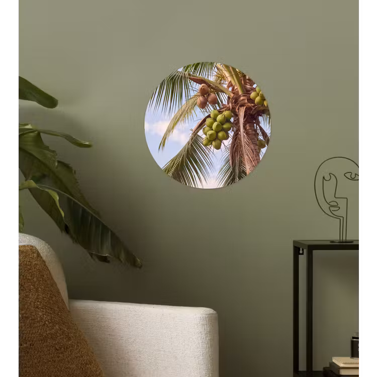 Kokosnoot - Boom - Tropisch - Natuur - Groen Wandcirkel behangsticker klein -sfeer2
