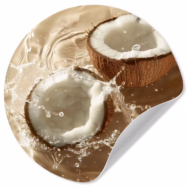 Kokosnoot - Water - Beige - Spetters Wandcirkel behangsticker klein -3d