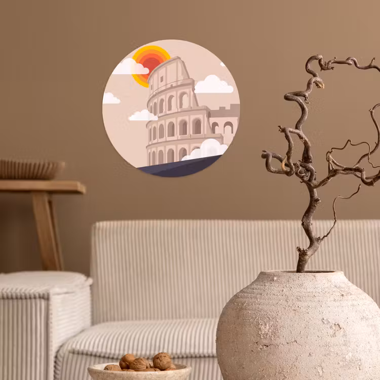 Colosseum - Zonsopgang - Rome - Architectuur - Beige Wandcirkel behangsticker klein -sfeer1