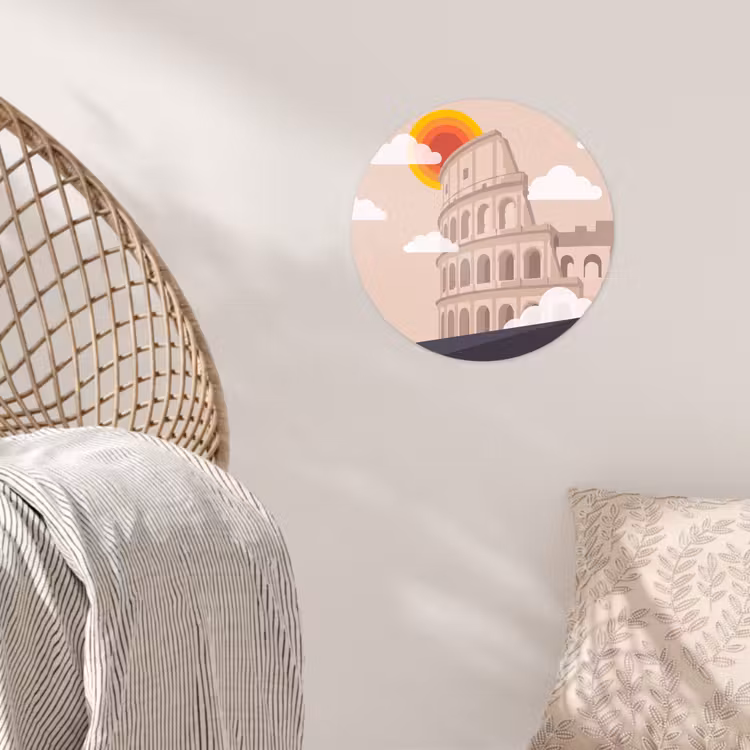 Colosseum - Zonsopgang - Rome - Architectuur - Beige Wandcirkel behangsticker klein -sfeer4