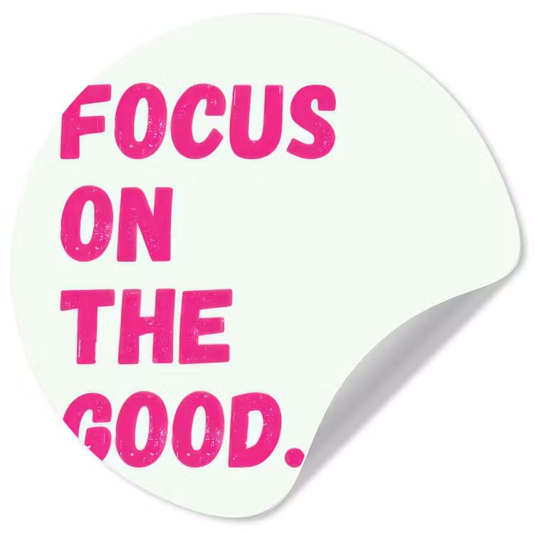 Focus on the good - Beige - Roze Wandcirkel behangsticker klein -3d