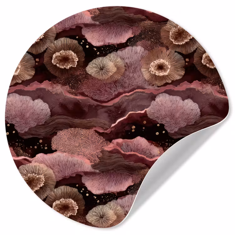 Koraal - Organisch - Roze Wandcirkel behangsticker klein 186 -3d