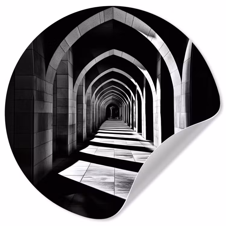 Gang - Bogen - Schaduw - Diepte Wandcirkel behangsticker klein -3d