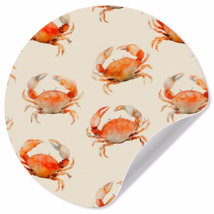 Krabben - Patroon - Oranje Wandcirkel behangsticker klein 186 -3d