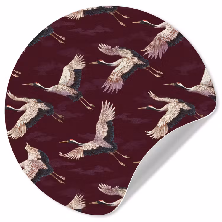 Kraanvogels - Klassiek - Bordeaux Wandcirkel behangsticker klein 186 -3d