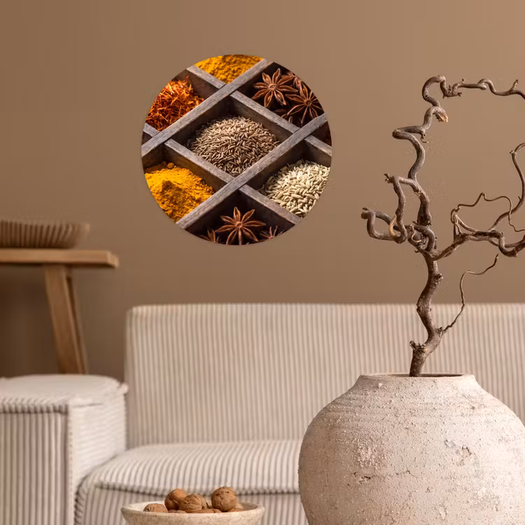 Runde Tapete - Kräuter – Holz – Essen - Kruiden - Houten - Eten Wandcirkel behangsticker klein