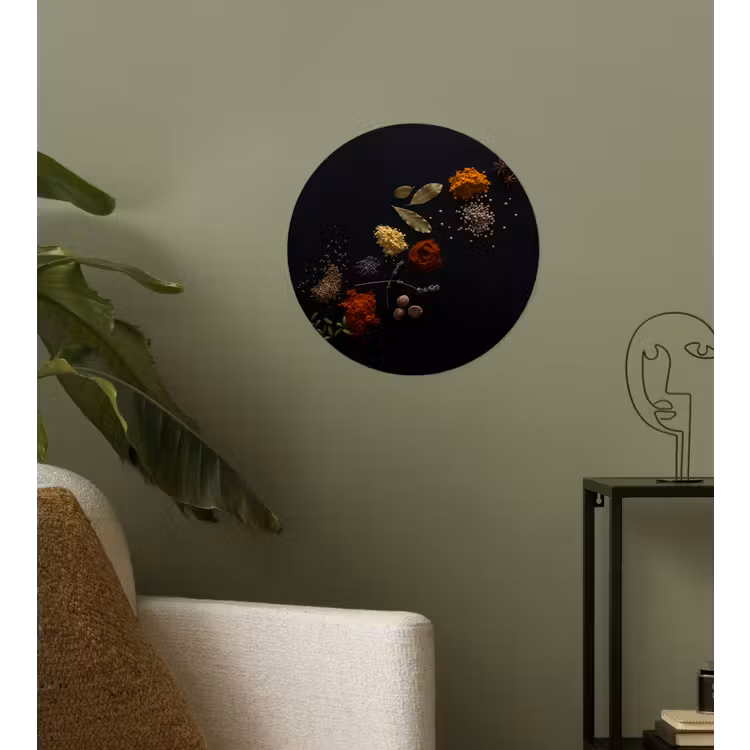 Kruiden - Zwart - Specerijen - Keuken - Koken Wandcirkel behangsticker klein -sfeer2