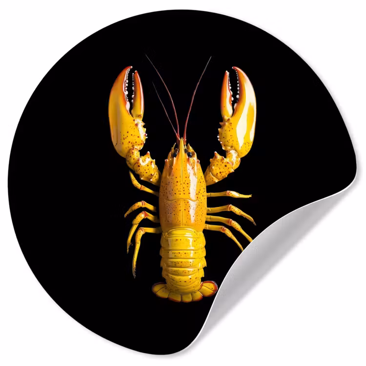 Kreeft - Geel - Stippen - Effen Wandcirkel behangsticker klein -3d