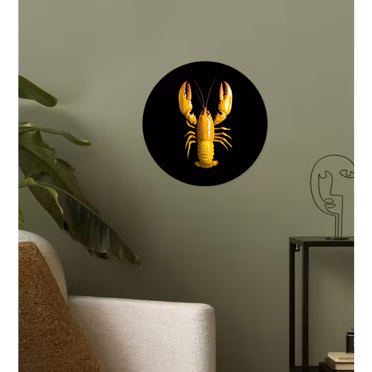 Kreeft - Geel - Stippen - Effen Wandcirkel behangsticker klein -sfeer2