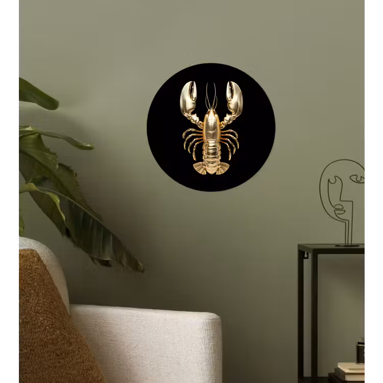 Kreeft - Goud - Textuur - Zwart Wandcirkel behangsticker klein -sfeer2