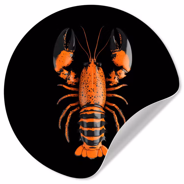 Kreeft - Oranje - Zwart - Modern Wandcirkel behangsticker klein -3d
