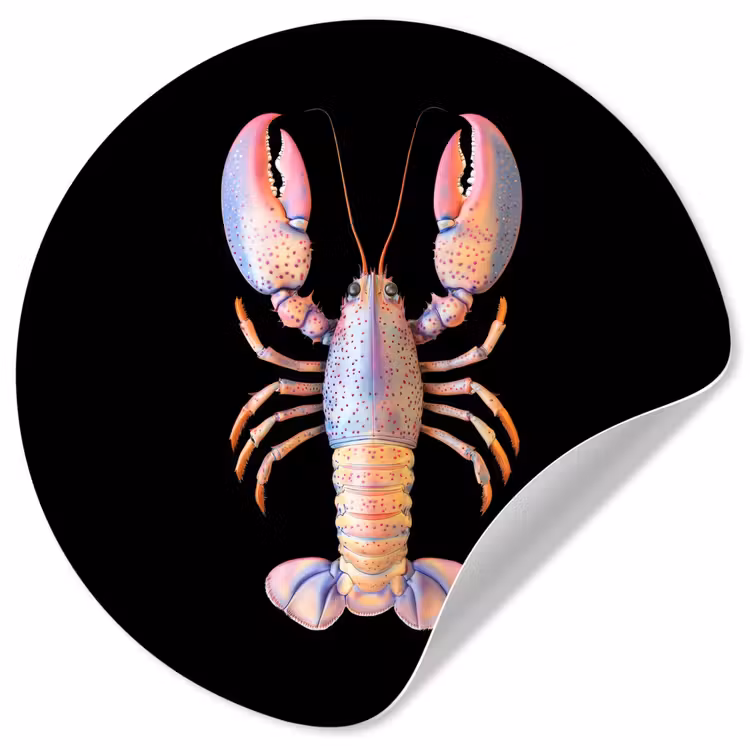 Kreeft - Roze - Zacht - Zwart Wandcirkel behangsticker klein -3d