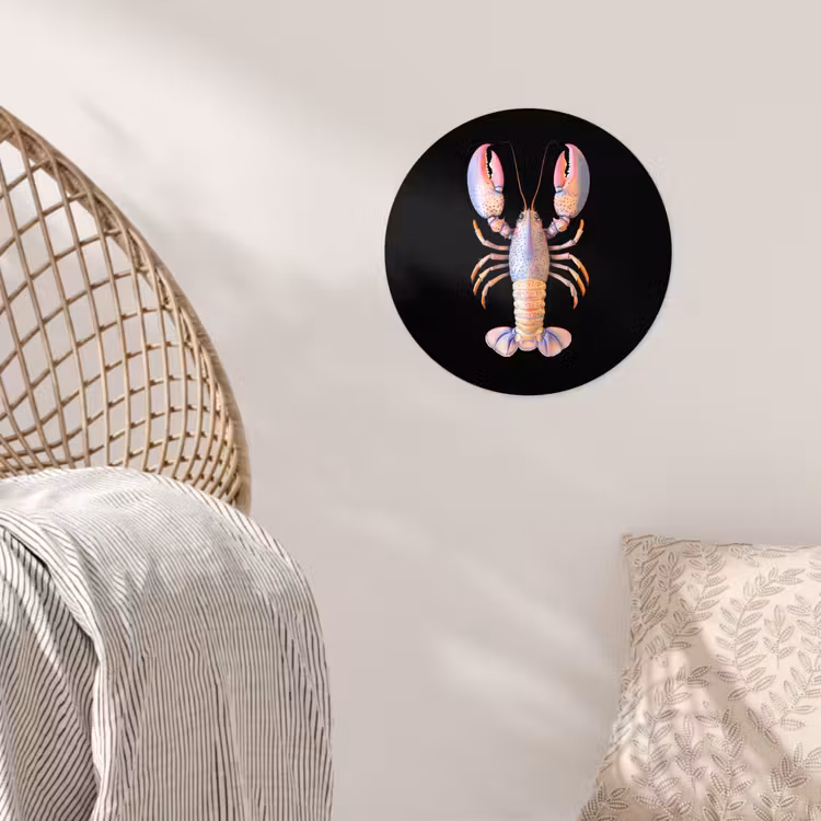 Kreeft - Roze - Zacht - Zwart Wandcirkel behangsticker klein -sfeer4
