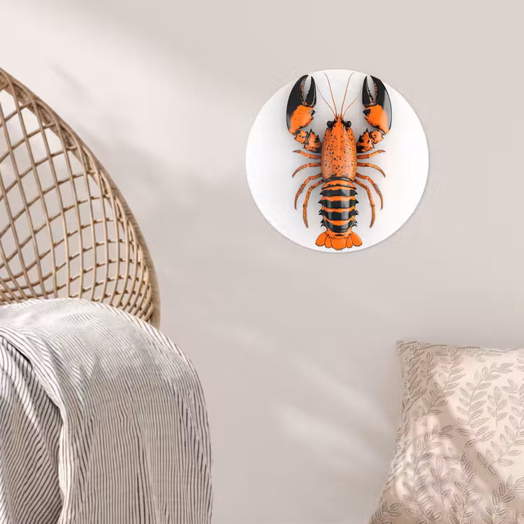 Kreeft - Zwart - Oranje - Wit - Uniek Wandcirkel behangsticker klein -sfeer4