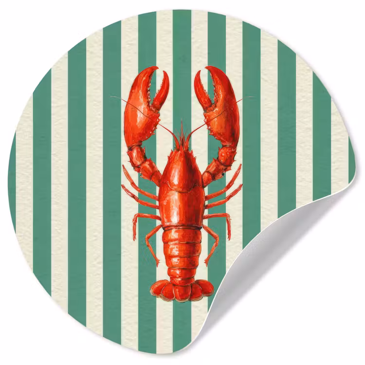 Kreeft - Strepen - Realistisch - Zomers Wandcirkel behangsticker klein -3d