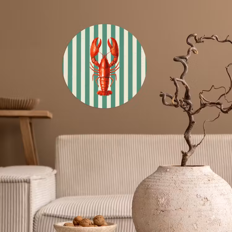 Kreeft - Strepen - Realistisch - Zomers Wandcirkel behangsticker klein -sfeer1