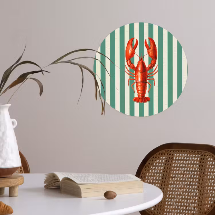 Kreeft - Strepen - Realistisch - Zomers Wandcirkel behangsticker klein -sfeer3