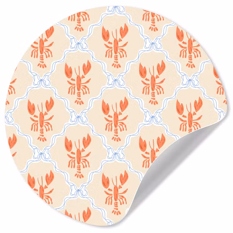 Zee - Kreeft - Blauw - Geel - Oranje Wandcirkel behangsticker klein 186 -3d