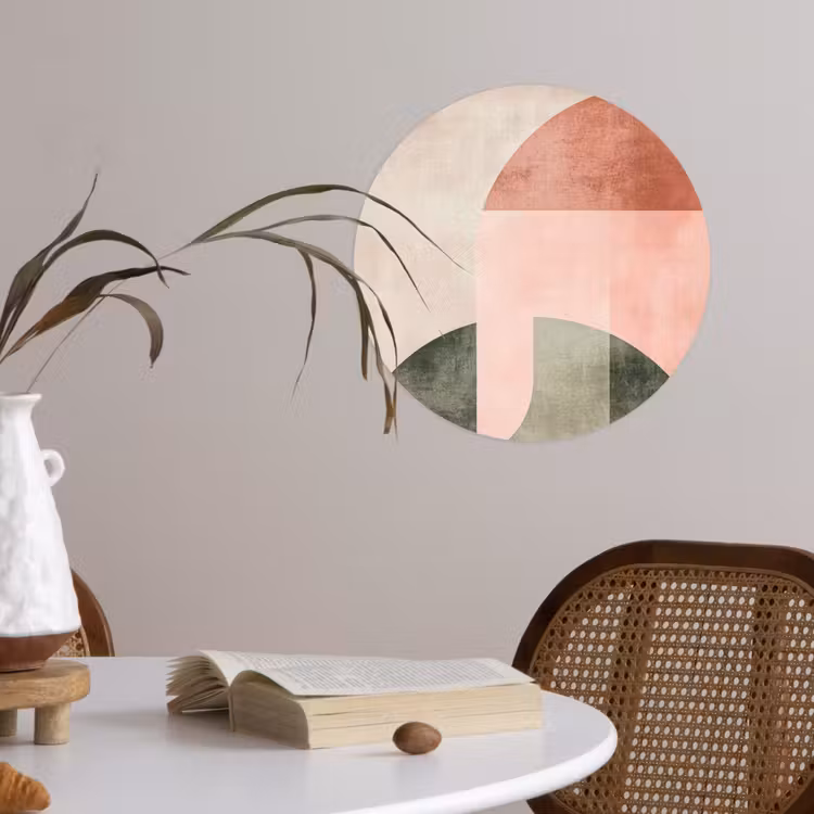 Cirkel - Abstract - Roze Wandcirkel behangsticker klein -sfeer3
