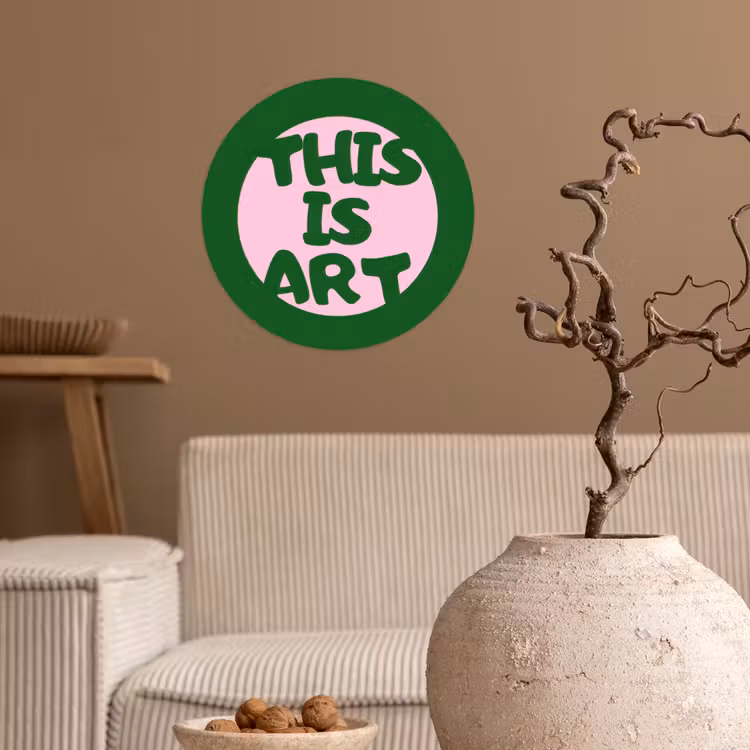 Cirkel - Roze - Tekst - Art Wandcirkel behangsticker klein -sfeer1