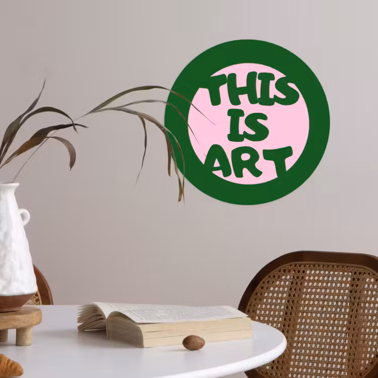 Cirkel - Roze - Tekst - Art Wandcirkel behangsticker klein -sfeer3