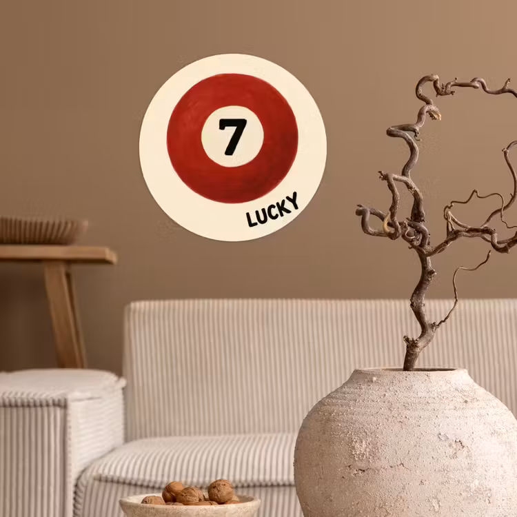 Cirkel - Zeven - Lucky - Rood Wandcirkel behangsticker klein -sfeer1
