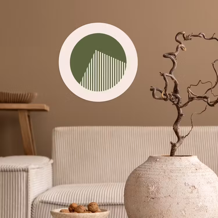 Cirkel - Strepen - Geometrisch - Abstract - Groen Wandcirkel behangsticker klein -sfeer1