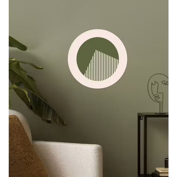 Cirkel - Strepen - Geometrisch - Abstract - Groen Wandcirkel behangsticker klein -sfeer2