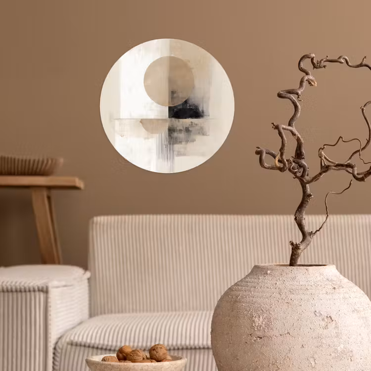 Cirkel - Compositie - Diepte - Beige Wandcirkel behangsticker klein -sfeer1