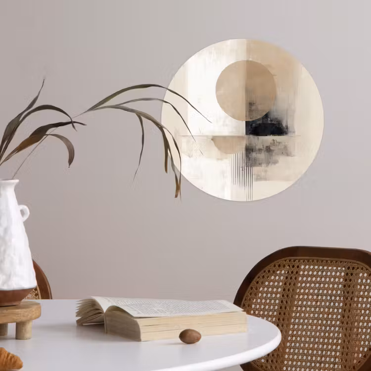 Cirkel - Compositie - Diepte - Beige Wandcirkel behangsticker klein -sfeer3