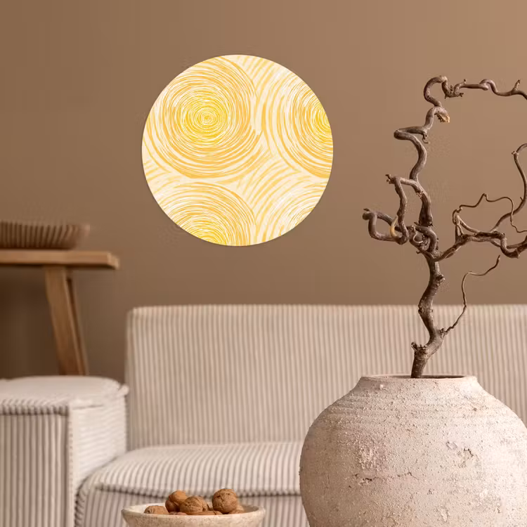 Cirkels - Abstract - Artistiek - Geel Wandcirkel behangsticker klein 186 -sfeer1