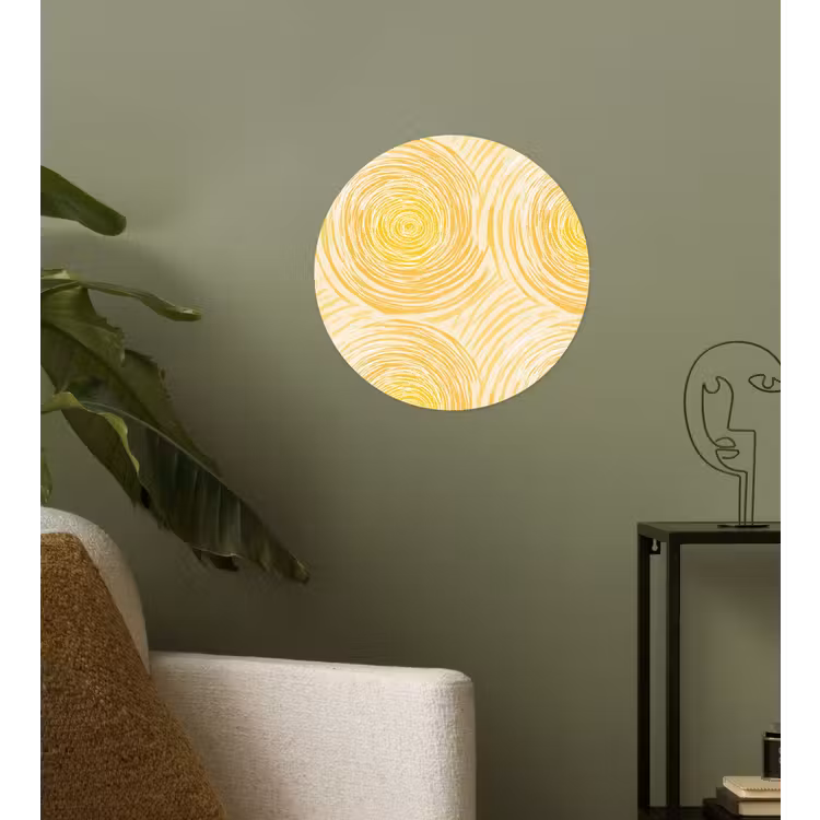 Cirkels - Abstract - Artistiek - Geel Wandcirkel behangsticker klein 186 -sfeer2