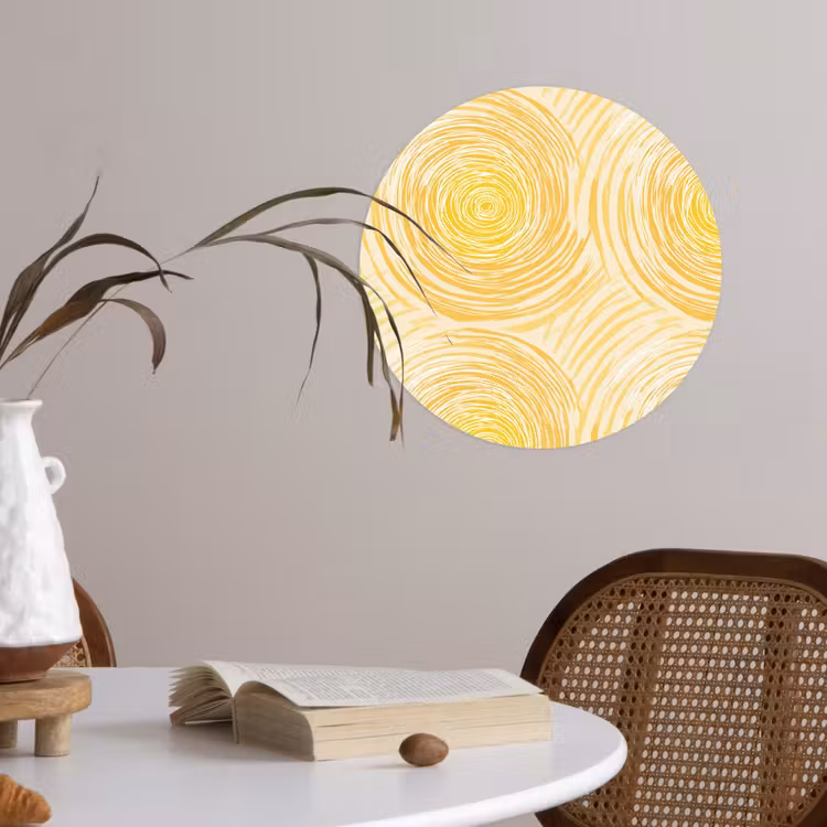 Cirkels - Abstract - Artistiek - Geel Wandcirkel behangsticker klein 186 -sfeer3