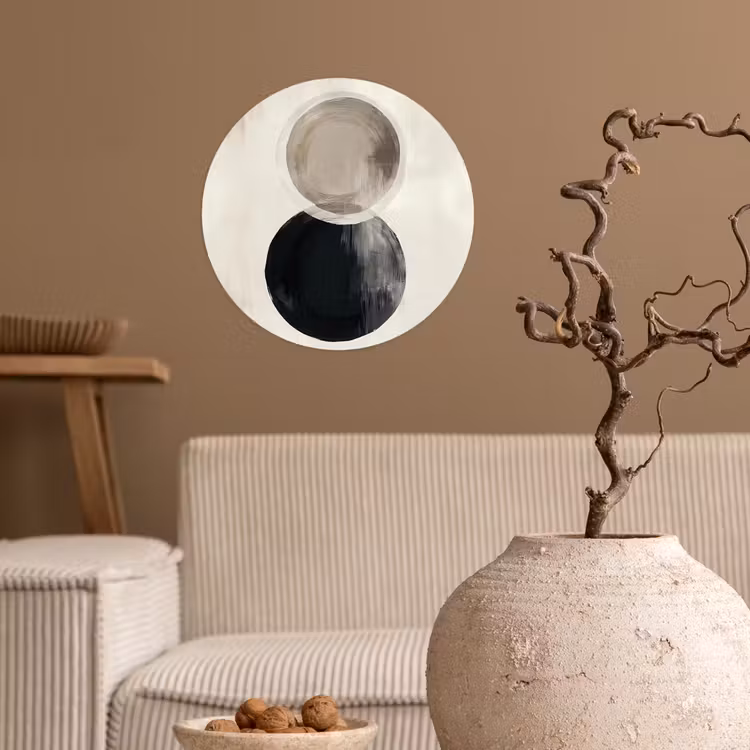 Cirkels - Vorm - Beige - Abstract Wandcirkel behangsticker klein -sfeer1