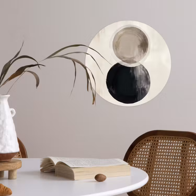 Cirkels - Vorm - Beige - Abstract Wandcirkel behangsticker klein -sfeer3