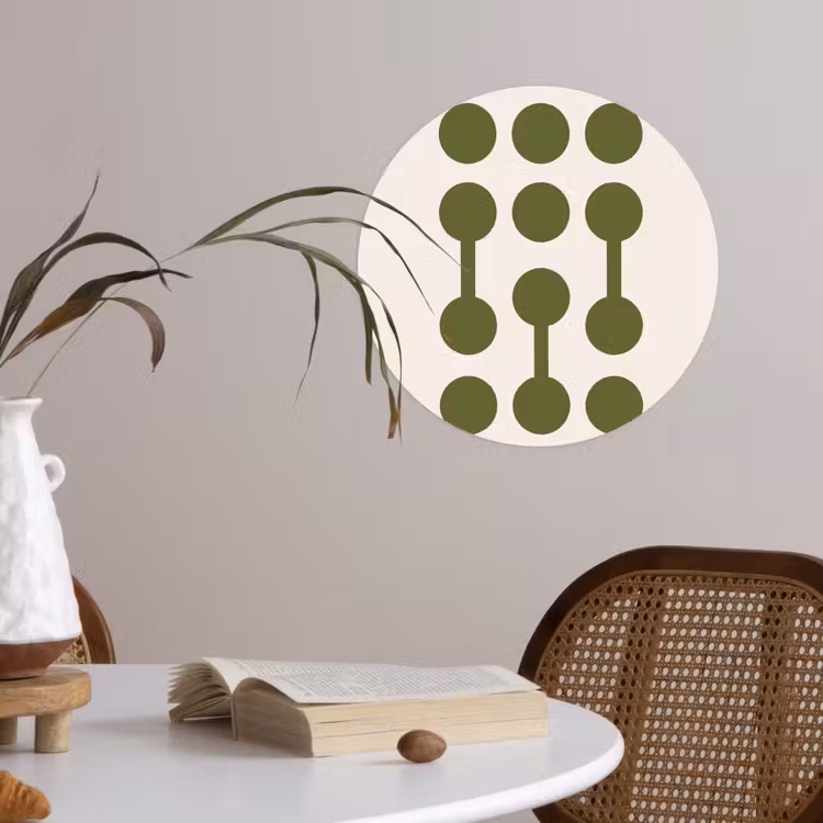 Cirkels - Geometrisch - Abstract - Modern - Groen Wandcirkel behangsticker klein -sfeer3