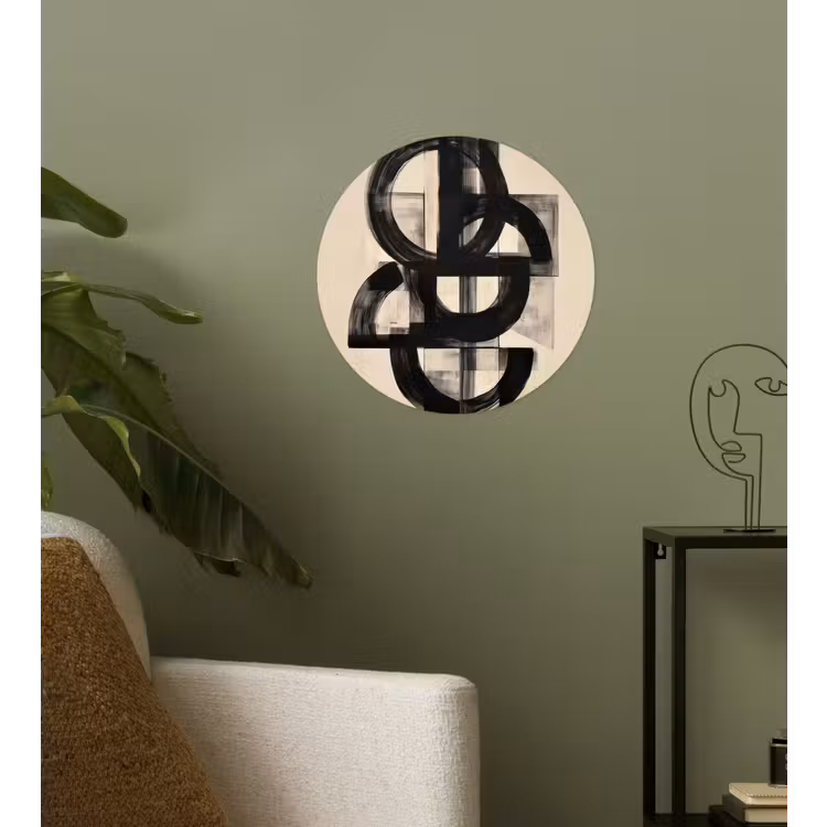 Cirkels - Lijnen - Vormen - Zwart Wandcirkel behangsticker klein -sfeer2